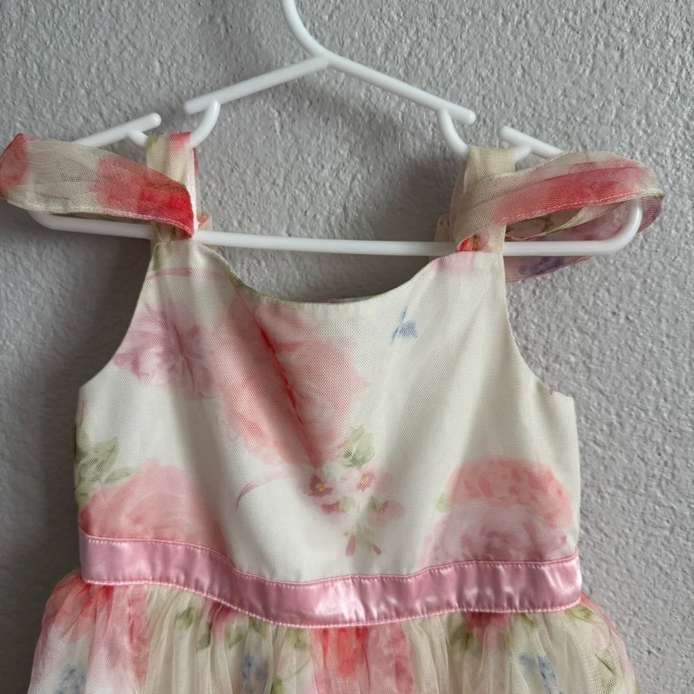 NWOT Disney Floral Kids Dress - Pink and White